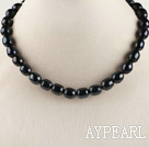 stunning 15.7 inches 11-12mm black color pearl necklace