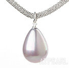 18.1 inches wonderful drop shape purple seashell pendant necklace