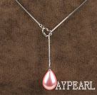 18.1 inches wonderful bright pink drop shape seashell pendant necklace