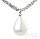 18.1 inches wonderful white drop shape seashell pendant necklace