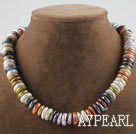 16.9 inches colorful button pearl necklace with moonlight clasp