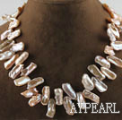 16.9 inches pink Biwa pearl necklace with moonlight clasp