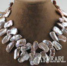 16.9 inches purple Biwa pearl necklace with moonlight clasp