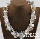 16.9 inches white petal shape reborn pearl necklace with moonlight clasp