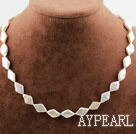 Rhombus Shape White Rebirth Pearl Necklace with Heart Toggle Clasp