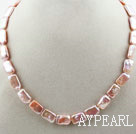 Rectangle Shape Purple Rebirth Pearl Necklace with Heart Toggle Clasp