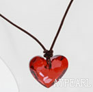 Classic Design Red Color Heart Shape Austrian Crystal Pendant Necklace