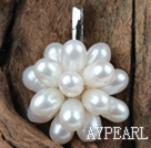 Natural White Freshwater Pearl Flower Shape Pendant (No Chain)