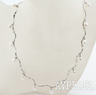 New Design White Freshwater Pearl Necklace with Metal Chain