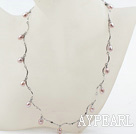 New Design Purple Freshwater Pearl Necklace with Metal Chain