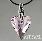 Simple Style 27mm Pink Austrian Crystal Heart Pendant Necklace