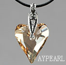 Simple Style 27mm Golden Champagne Austrian Crystal Heart Pendant Necklace