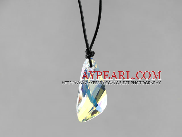 Simple Style 39mm White with Colorful Lean Drop Shape Austrian Crystal Pendant Necklace