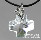 Simple Style 18mm White Color Austrian Crystal Cross Pendant Necklace