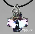 Simple Style 18mm Purple with Colorful Austrian Crystal Cross Pendant Necklace