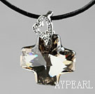 Simple Style 18mm Smoky Color Austrian Crystal Cross Pendant Necklace