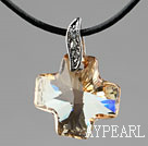 Simple Style 18mm Golden Champane Color Austrian Crystal Cross Pendant Necklace
