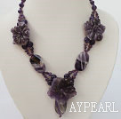 carved amethyst flower necklace with toggle clasp