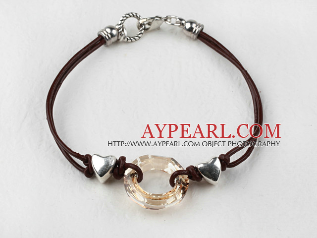 Simple Style Donut Shape Champagne Color Austrian Crystal Bracelet
