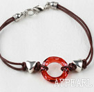 Simple Style Donut Shape Red Color Austrian Crystal Bracelet
