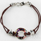 Simple Style Donut Shape Red with Colorful Austrian Crystal Bracelet