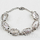 Fashion Style Natural White Biwa Pearl Bracelet with Adjustable Chain