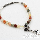 Assorted Rutilated Quartz Elastic Bangle Bracelet with Antique Silver Accessories