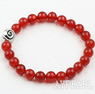 Classic Design 8mm Round Carnelian Elastic Bangle Bracelet with S990 Pure Silver Snail Accessory