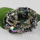 vogue jewelry 7.5 inches pearl and crystal wrap bangle bracelet with heart charm