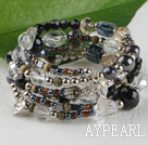 vogue jewelry 7.5 inches pearl and crystal wrap bangle bracelet with heart charm