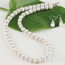 8-9mm cultured natural fresh water pearl necklace earring set