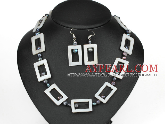 fashion pearl and white shell necklace earrings set