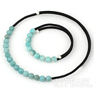 Wholesale 8mm elegant round amazon stone necklace bracelet set