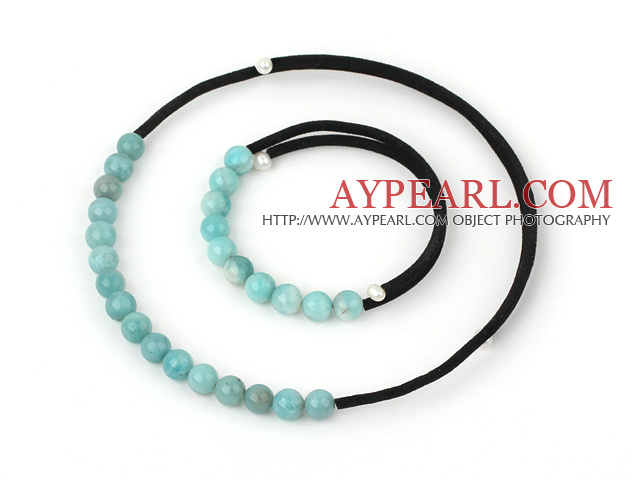 8mm elegant round amazon stone necklace bracelet set