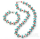 turquoise shell and bloodstone necklace bracelet set
