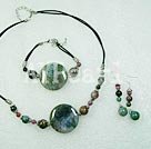 Simple Style Indian Agate Necklace Bracelet And Earrings Set
