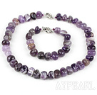 Elegant Threaded Amethyst Stone Beaded Set (Necklace With Matched Bracelet)
