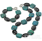 Wholesale Fashion Chunky Style Black Oval Shape Crystal And Square Phoenix Stone Set (Necklace With Matched Bracelet)