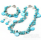 Fashion Multi Color Pearl Turquoise And Mixed Shape Shell Sets (Necklace Bracelet With Matched Earrings)