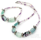 Wholesale Simple Style Rainbow Fluorite Beaded Necklace Bracelet Set