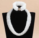 Discount Luxurious Sparkly Multi Layer Clear Cyrstal Chunky Costume Party Jewelry Set (Necklace & Bracelet)
