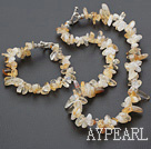 Wholesale Elegant Irregular Citrine Set With Moonight Clasp (Necklace With Matched Bracelet)