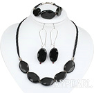 Wholesale 20*30mm black agate necklace bracelet earring set