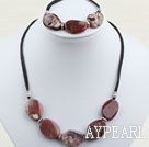 Dark Red Agate Sets( Necklace And Matched Bracelet )