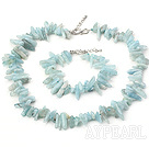 Wholesale Classic Sapphire Blue Aquamarine Long Teeth Gemstone Sets(Necklace With Matched Bracelet)