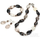 Fashion Mixed Color Crystal Visional Smoky Quartz Set(Necklace, Bracelet With Matched Earrings)