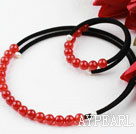 Beautiful Leather Red Agate Sets(Necklace And Matched Bracelet )