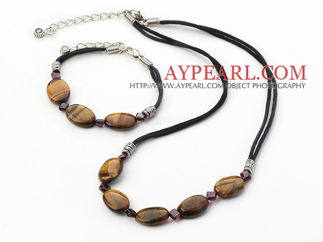Classic Design Tiger Eye Stone Set(Necklace With Matched Bracelet)
