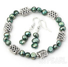 dyed pearl set (Bracelet and Matched Earrings)