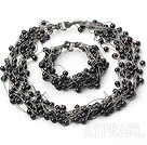 3-4mm gray pearl necklace with matched bracelet (pearl set)